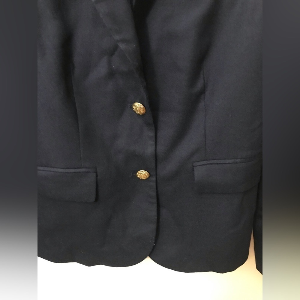 𝅺j. Crew Factory Womens Wool Blend Gold Buttons Schoolboy Navy Blazer Size 0 - Picture 7 of 15